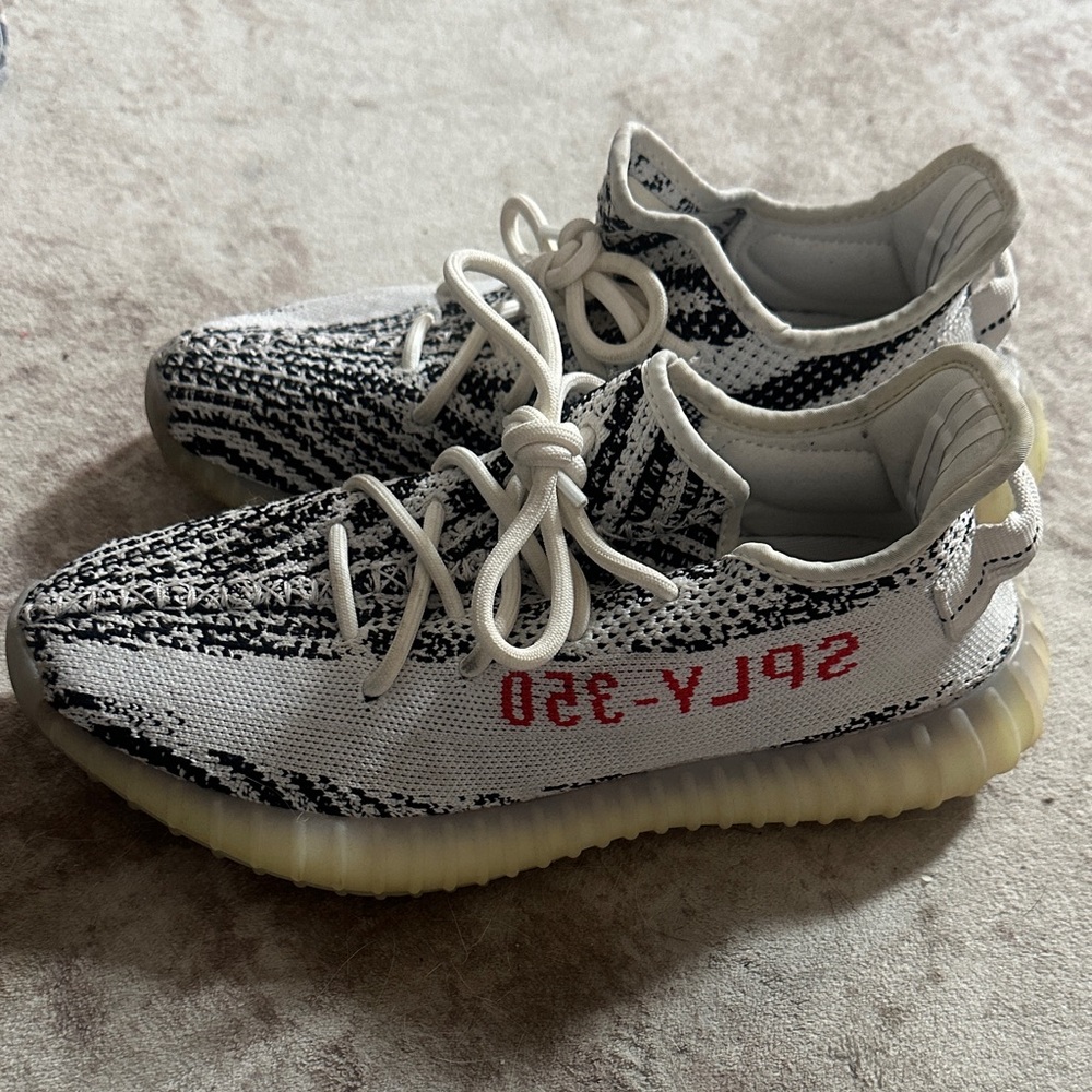Yeezy Zebra White Black Red Sneakers
